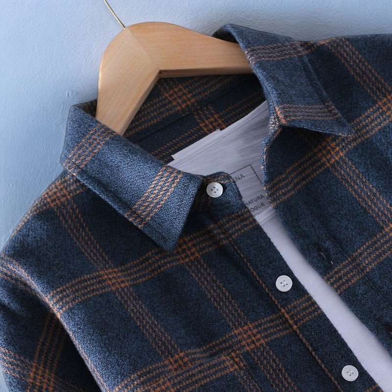 Chemise homme manches longues | Col classique, coupe droite | Boutonnage intégral, ourlet arrondi