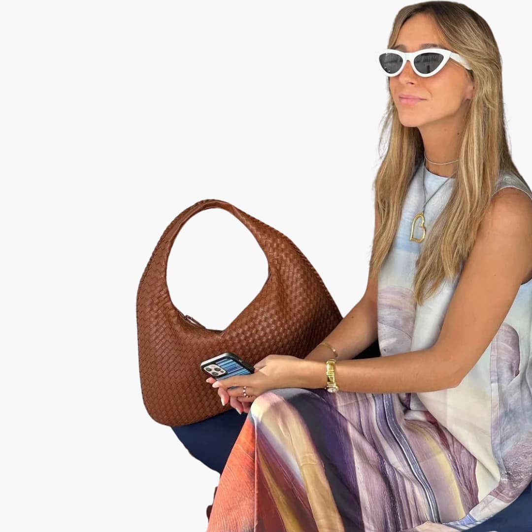 Sac bandoulière pour femme avec surface tressée et fermeture éclair