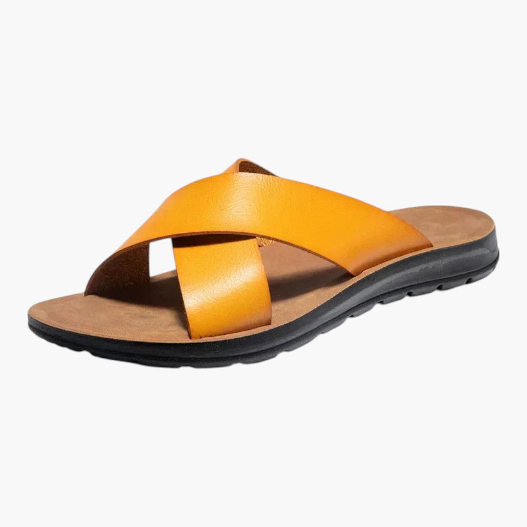Herren Ledersandalen mit Kreuzriemen und flacher Sohle