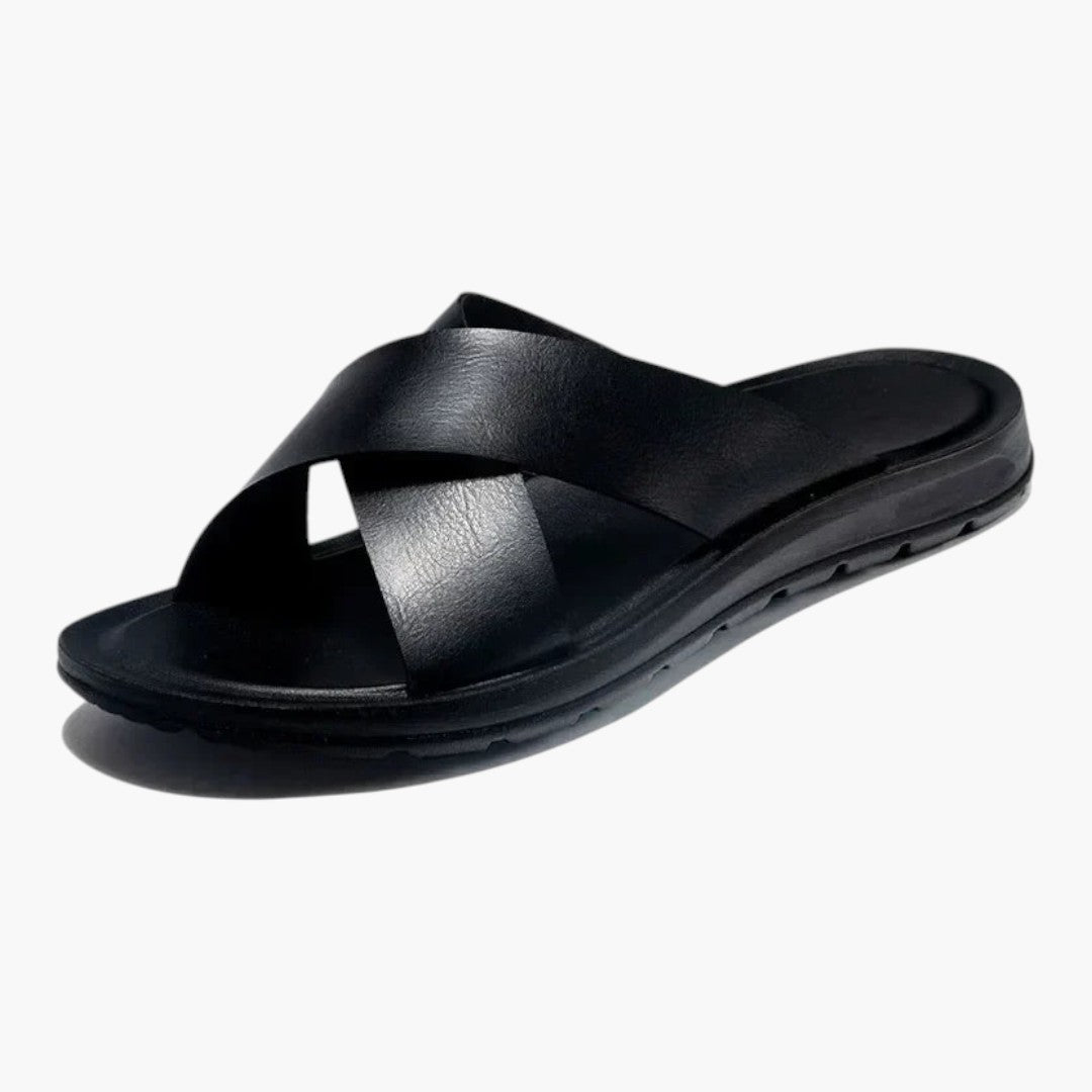 Herren Ledersandalen mit Kreuzriemen und flacher Sohle