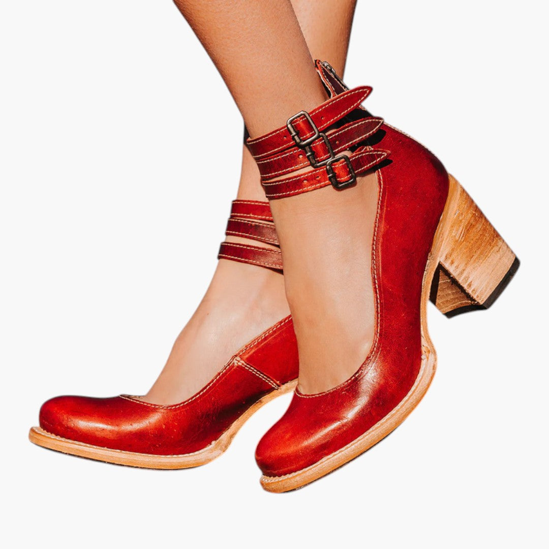 Women's Heeled Sandals with Ankle Strap and Adjustable Closure
