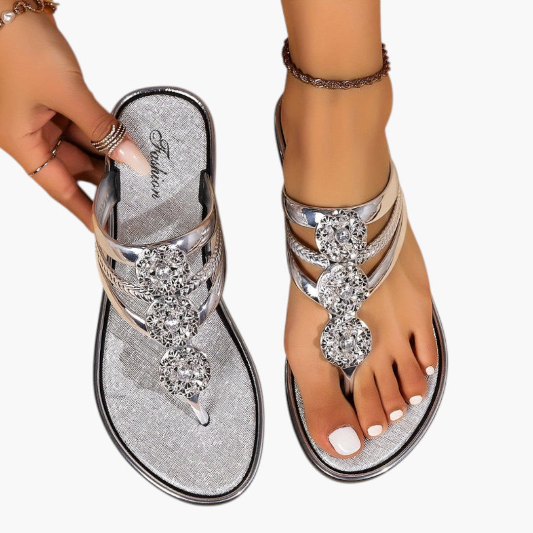 Damen Sandalen mit verzierten Riemen und gepolsterter Sohle
