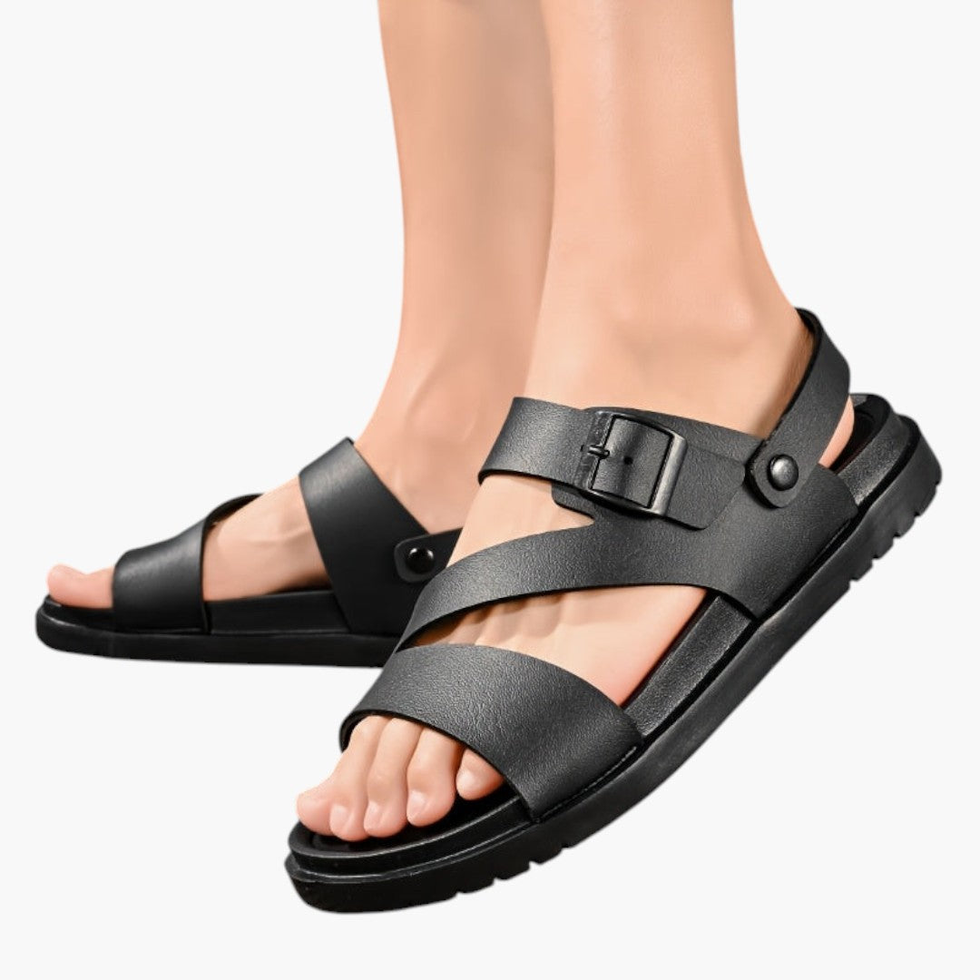 Heren sandalen met gekruiste bandjes en dikke zool