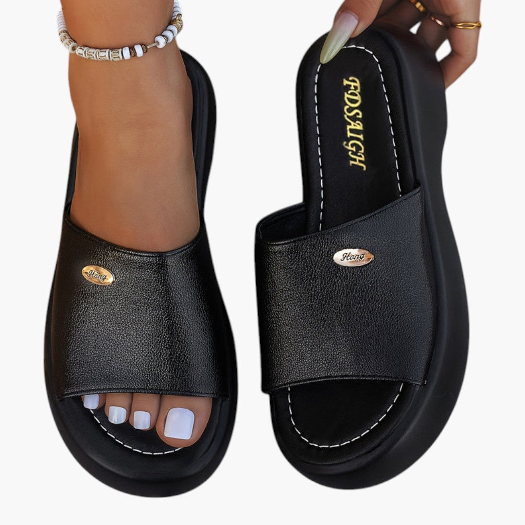 Sandales Plateforme Femme avec Bout Ouvert et Semelle PU