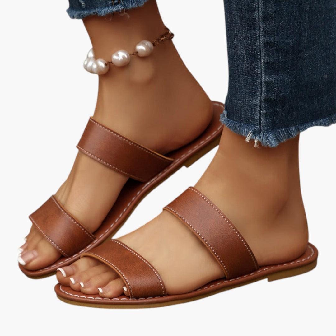 Sandales Plates Femme avec Bout Ouvert et Semelle EVA