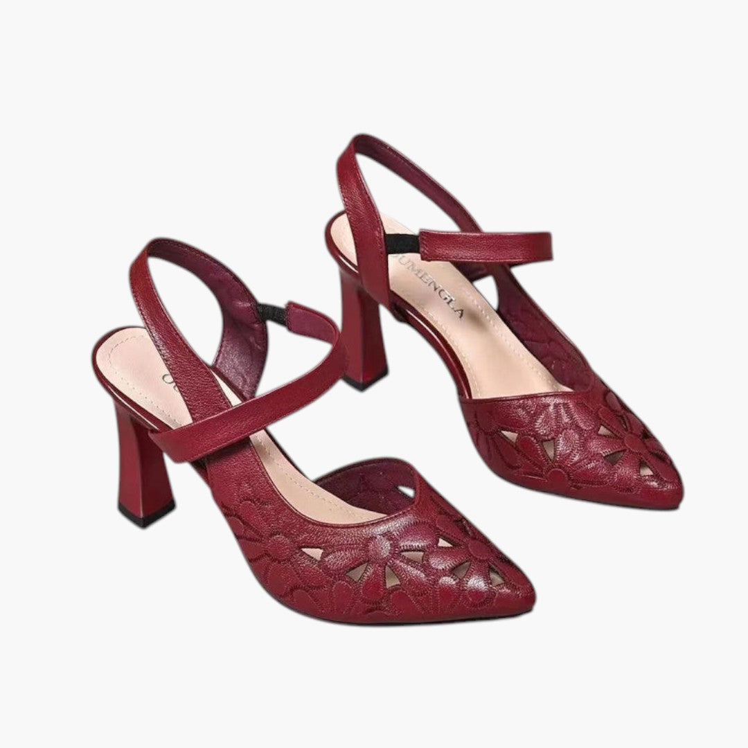 Women's heeled sandals with padded sole and adjustable buckle