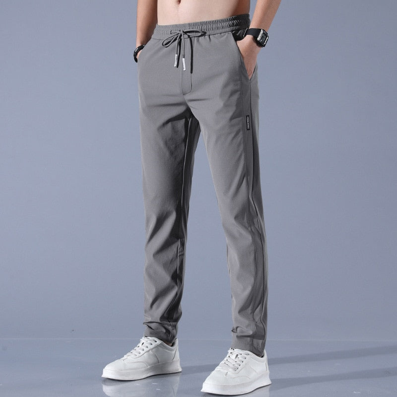 Pantalon décontracté homme | Taille élastique avec cordon, coupe droite | Respirant et léger stretch, poches latérales