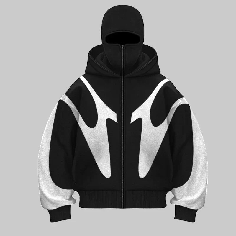 Hoodie Balaclava Homme Graphique | Streetwear Technique Mode Urbaine Automne Hiver
