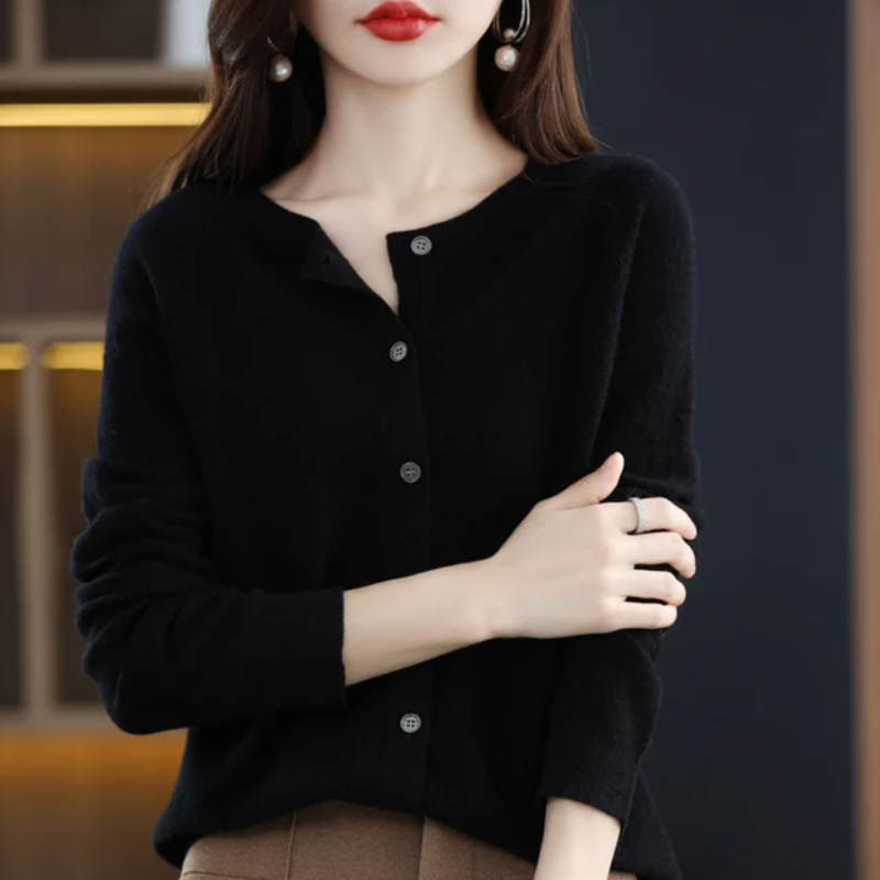 Gilet Femme En Maille Douce | Cardigan Chaud À Col Rond Pour L’Hiver