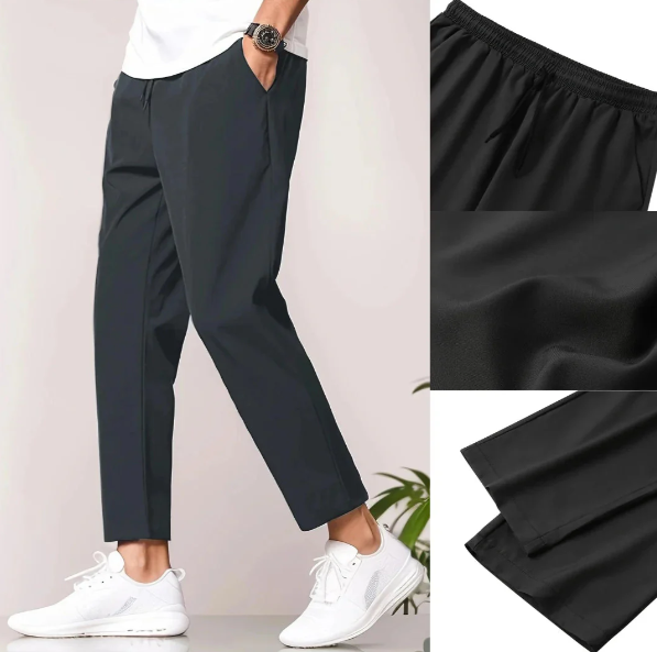Pantalon homme coupe fuselée avec taille élastique et poches latérales