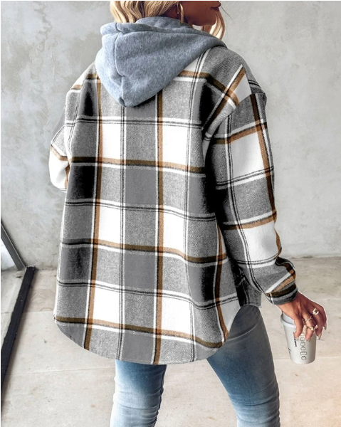 Gilet À Capuche Femme À Carreaux | Style Décontracté Et Confortable
