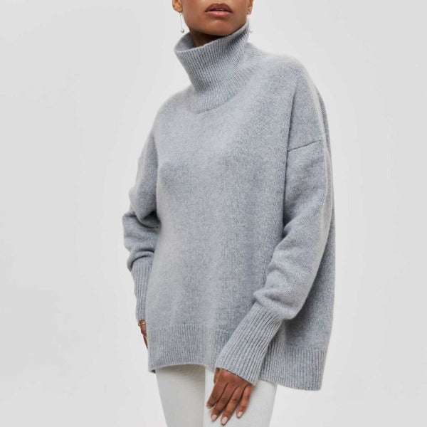 Pull femme oversize à col roulé | Coupe ample enveloppante | Chaud pour l’hiver, style chic décontracté
