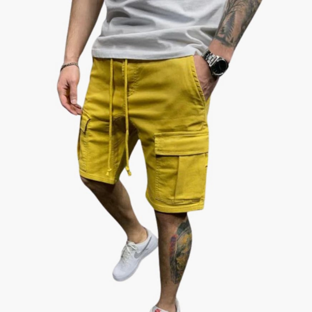 Pantaloni corti da uomo cargo lunghezza al ginocchio con tasche a patta