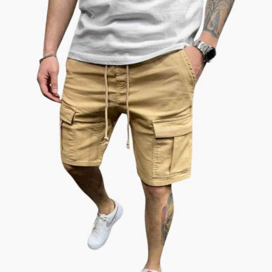 Pantaloni corti da uomo cargo lunghezza al ginocchio con tasche a patta