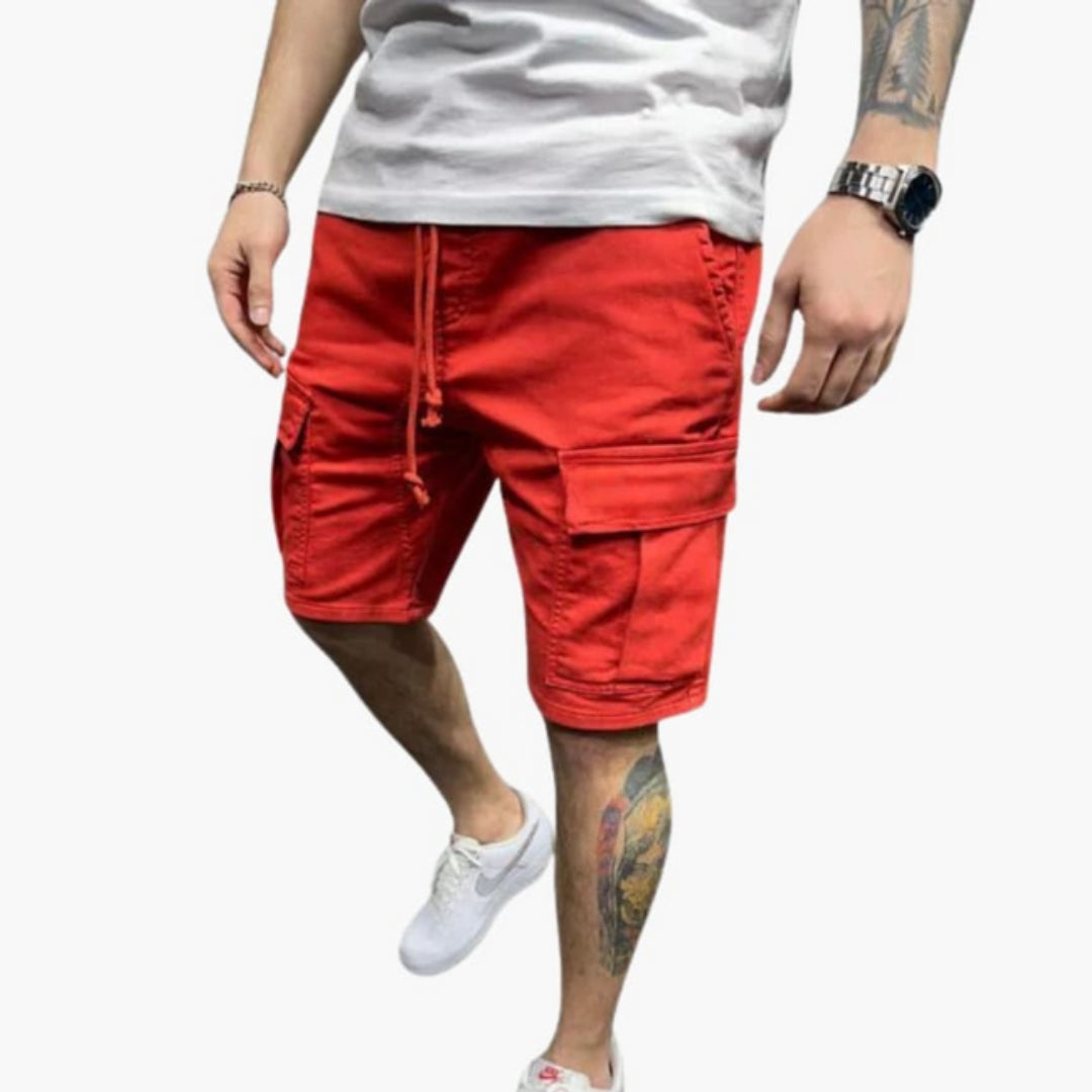 Pantaloni corti da uomo cargo lunghezza al ginocchio con tasche a patta