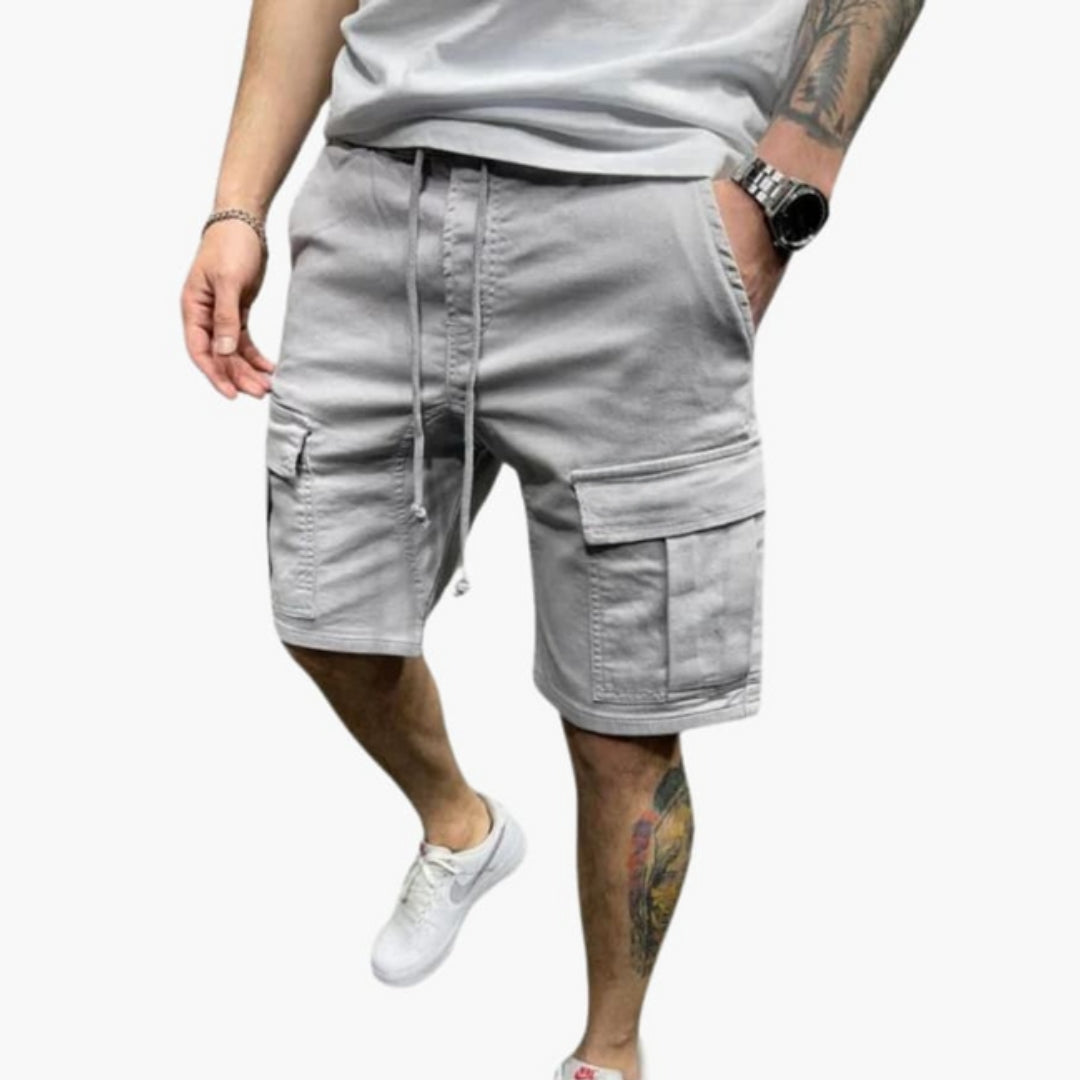 Pantaloni corti da uomo cargo lunghezza al ginocchio con tasche a patta