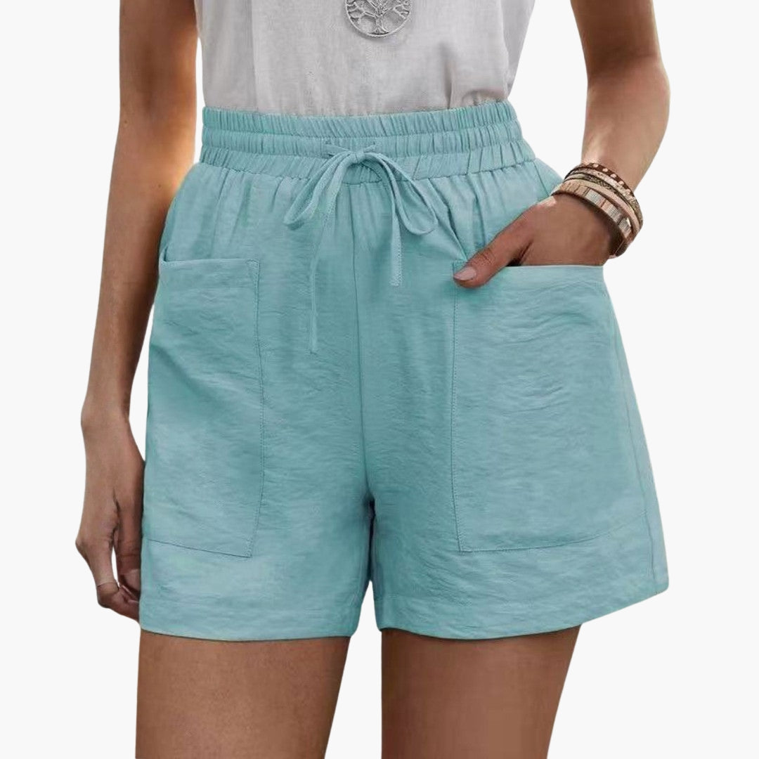 Pantaloni corti donna a gambe larghe con vita elastica