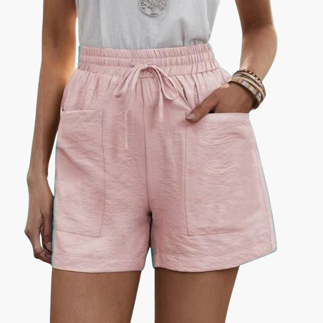Pantaloni corti donna a gambe larghe con vita elastica