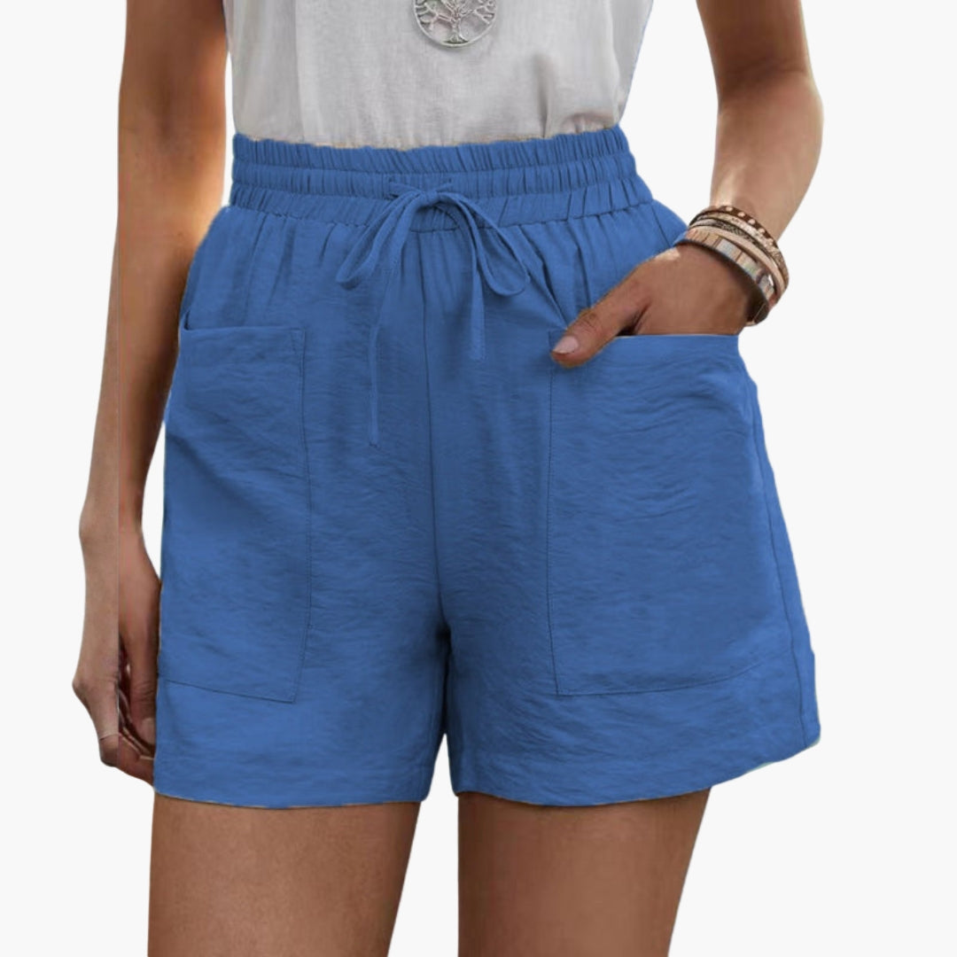 Pantaloni corti donna a gambe larghe con vita elastica