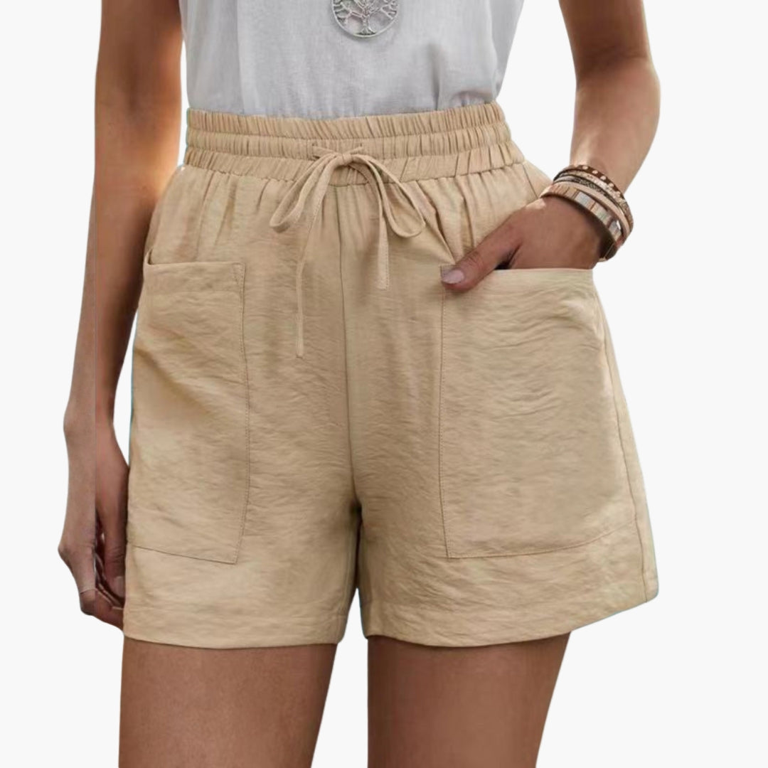 Pantaloni corti donna a gambe larghe con vita elastica