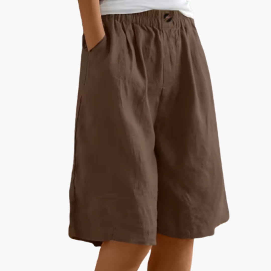 Short Femme avec Poches Latérales et Taille Élastique