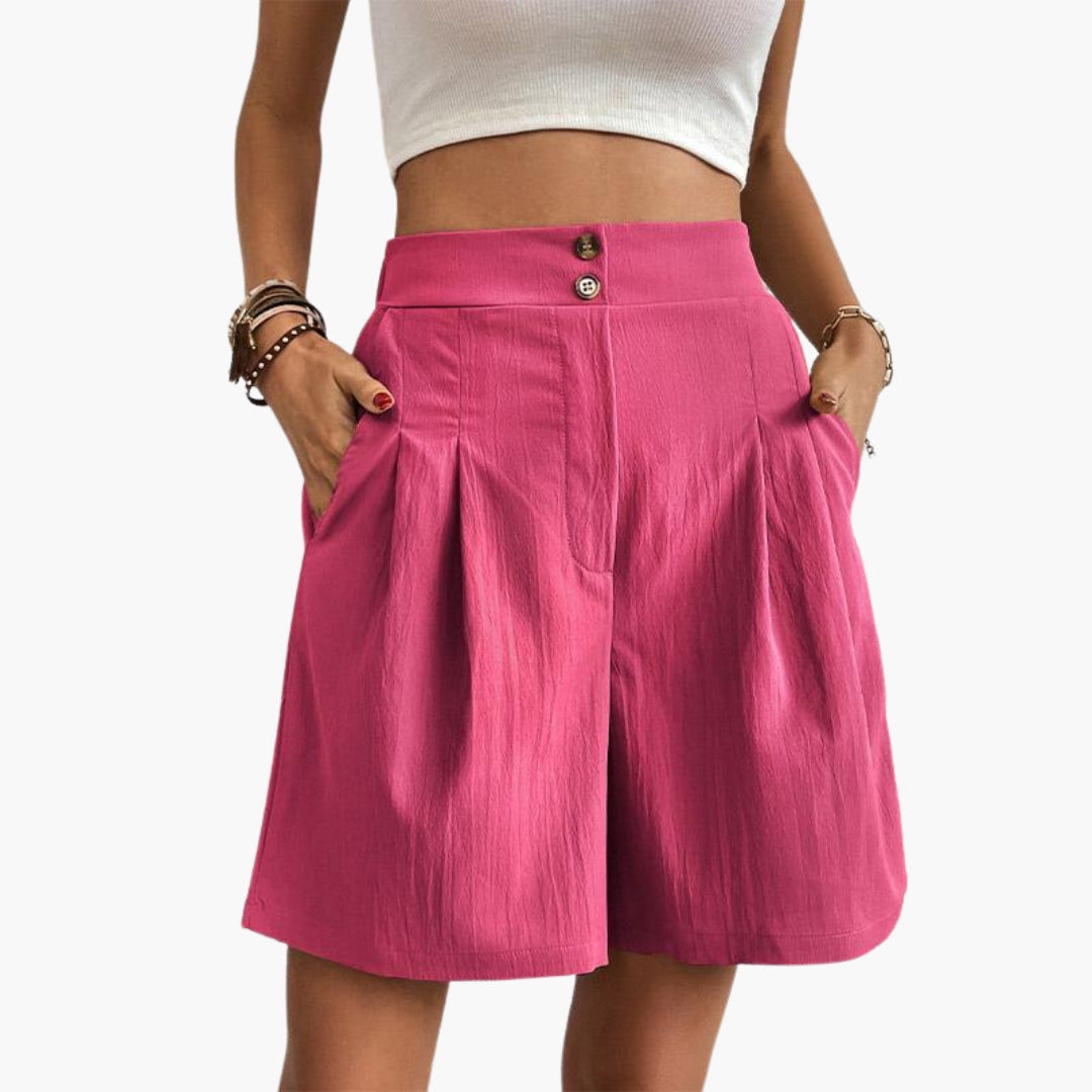 Pantaloni corti a vita alta da donna a gambe larghe