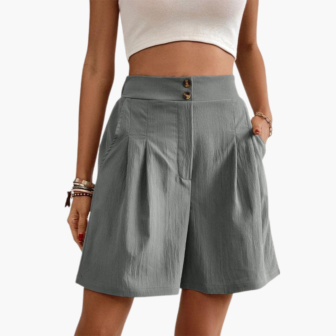 Pantaloni corti a vita alta da donna a gambe larghe