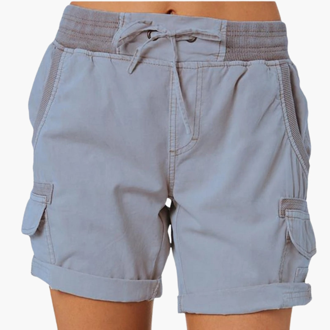 Pantaloni corti da donna con coulisse e tasche