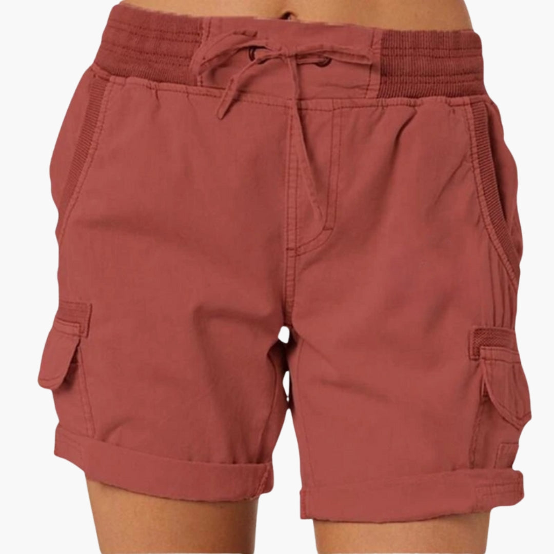 Pantaloni corti da donna con coulisse e tasche