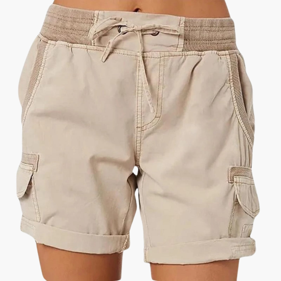 Pantaloni corti da donna con coulisse e tasche