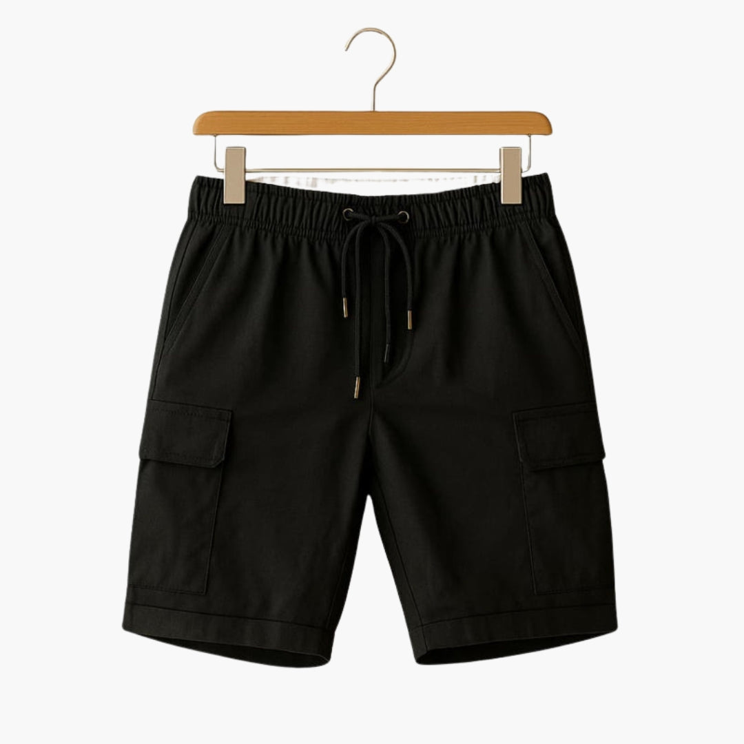 Calções cargo curtos para homem com cordão de aperto