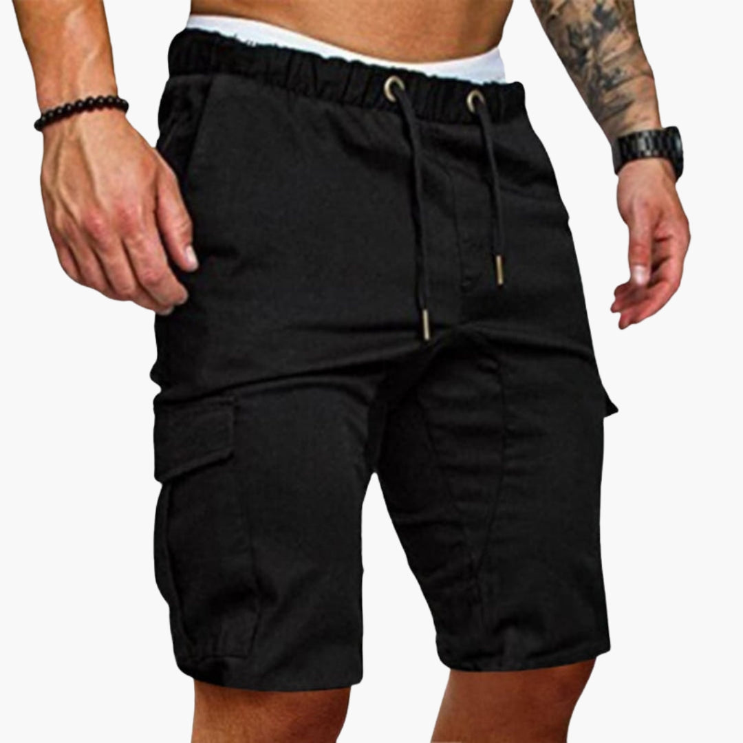 Calções cargo curtos para homem com cordão de aperto