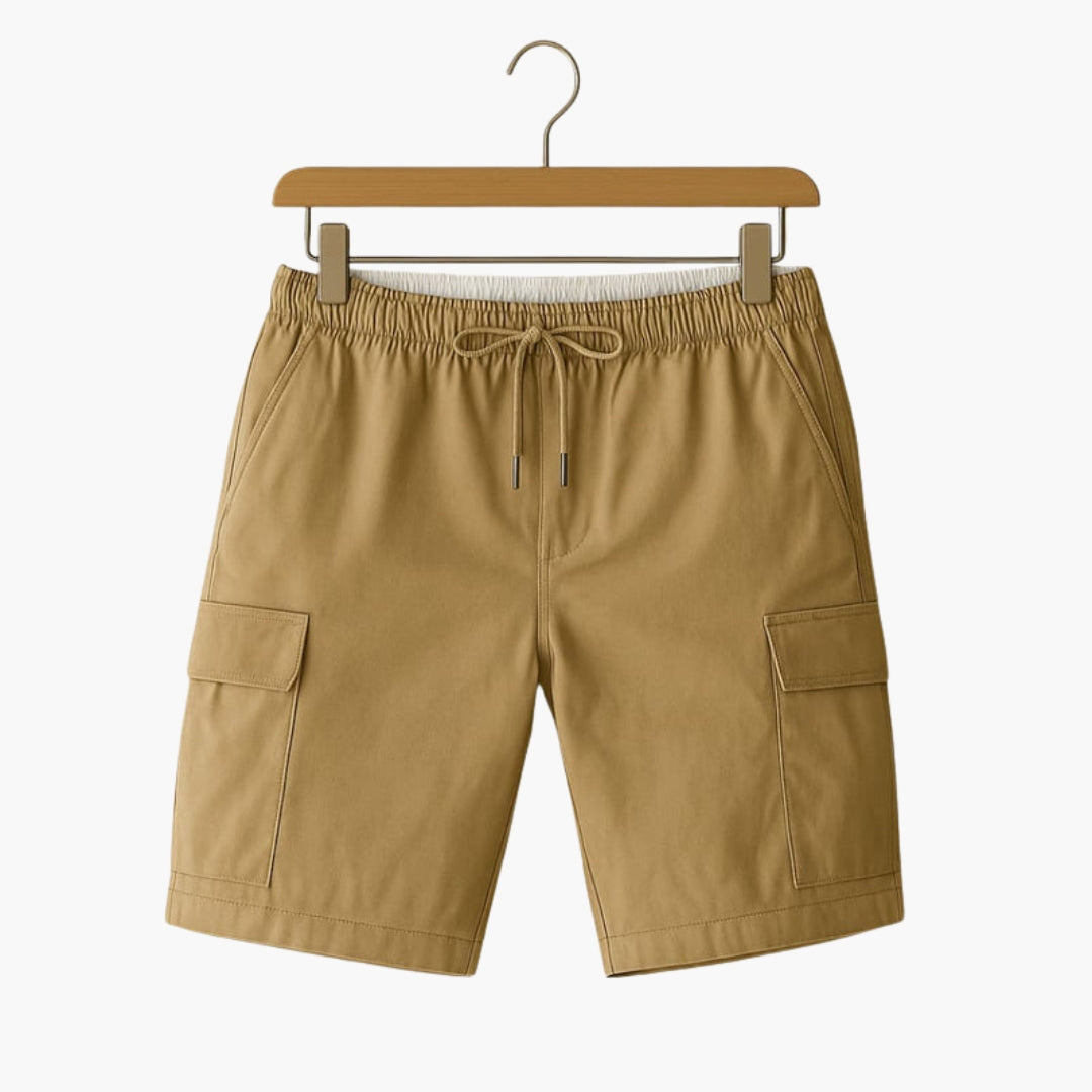 Calções cargo curtos para homem com cordão de aperto