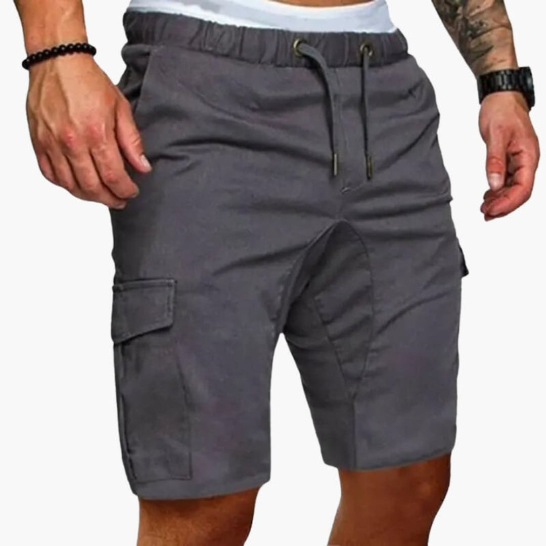Short cargo homme avec taille à cordon ajustable