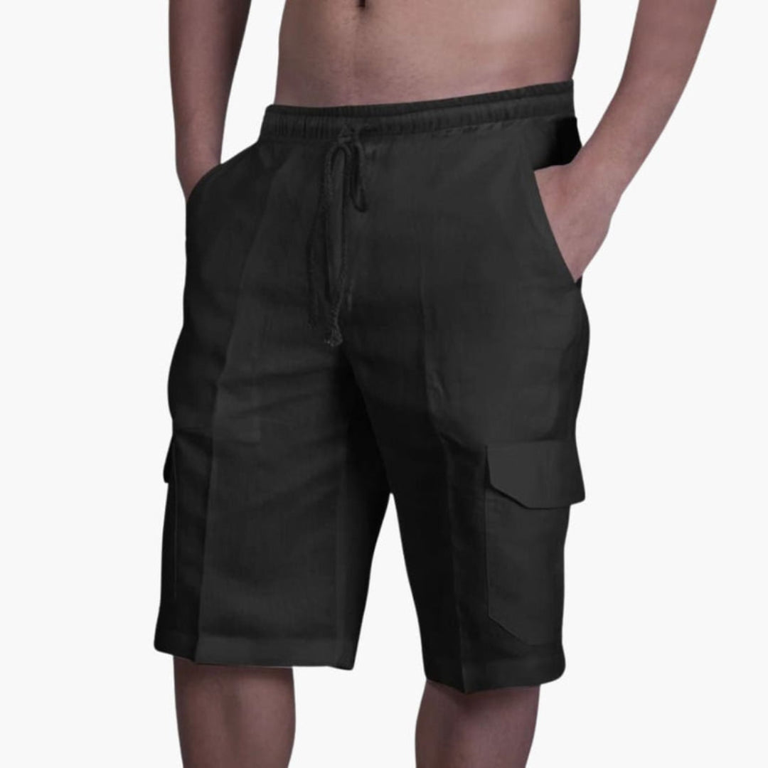 Pantaloni corti da uomo con vita a coulisse e tasche cargo