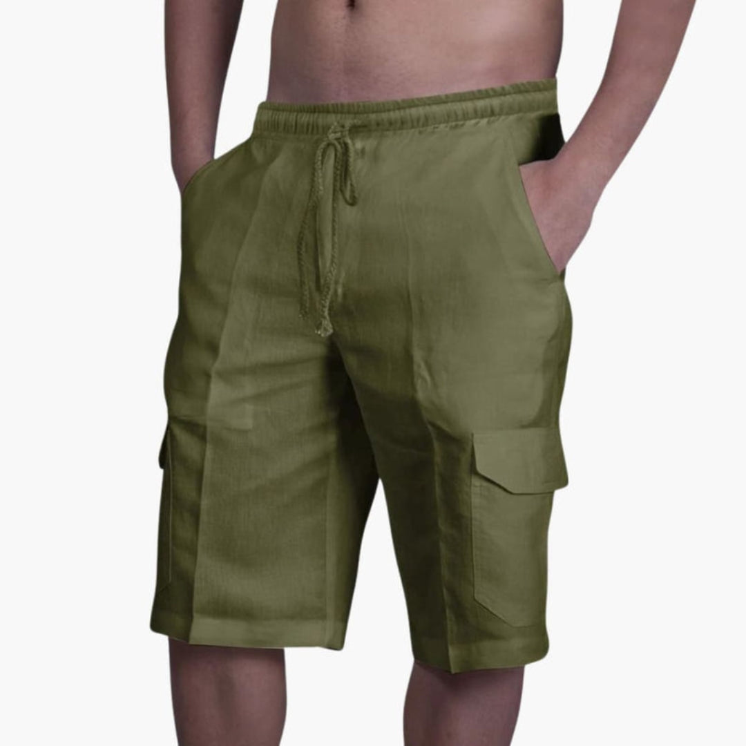 Pantaloni corti da uomo con vita a coulisse e tasche cargo