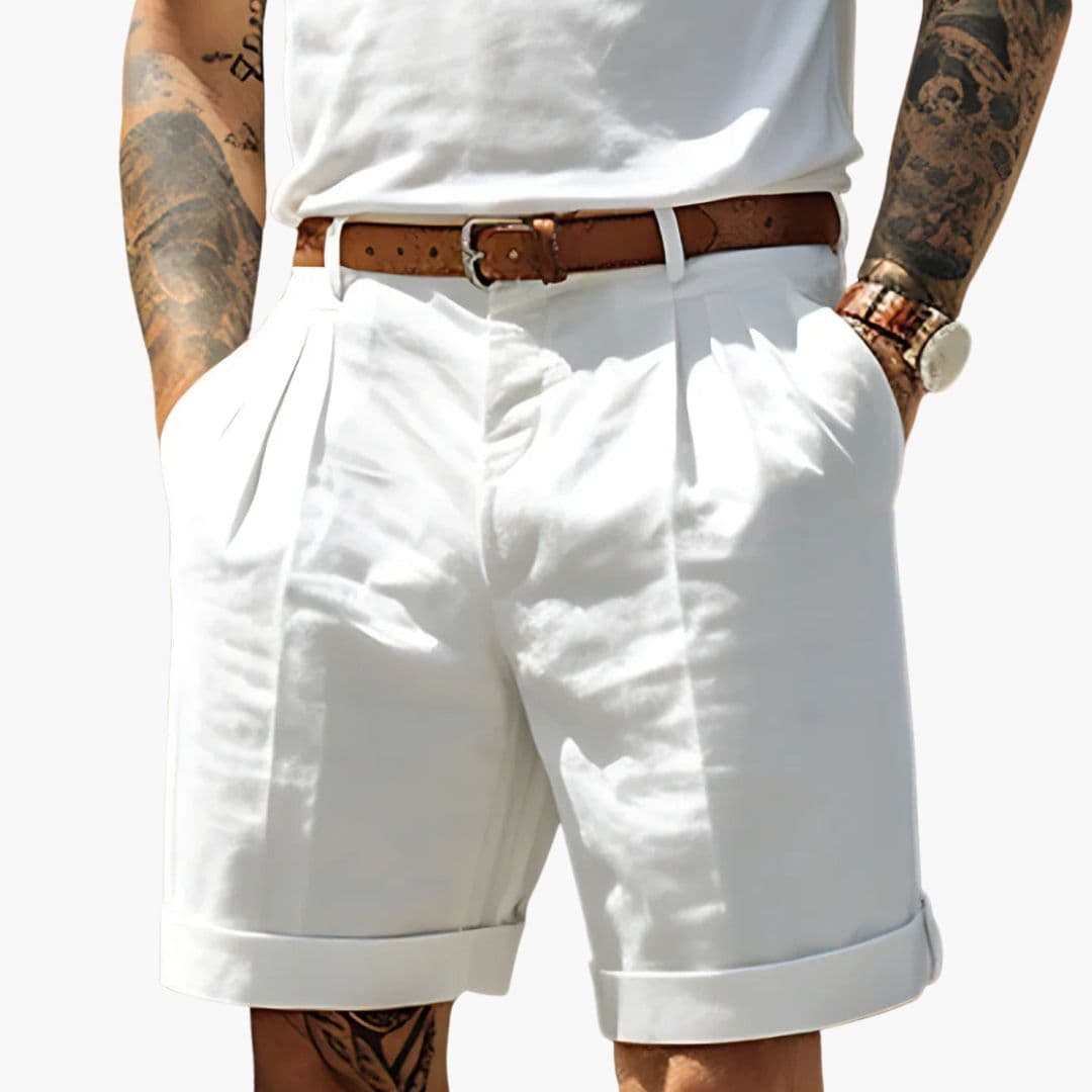 Short chino pour homme avec plis avant