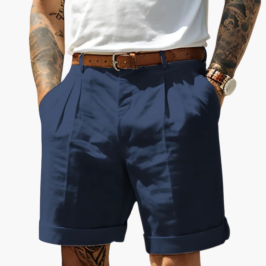 Short chino pour homme avec plis avant