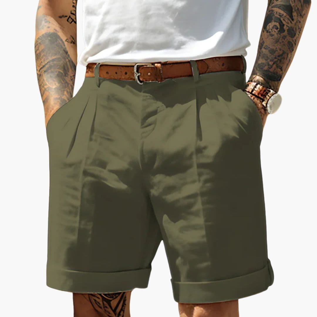 Short chino pour homme avec plis avant