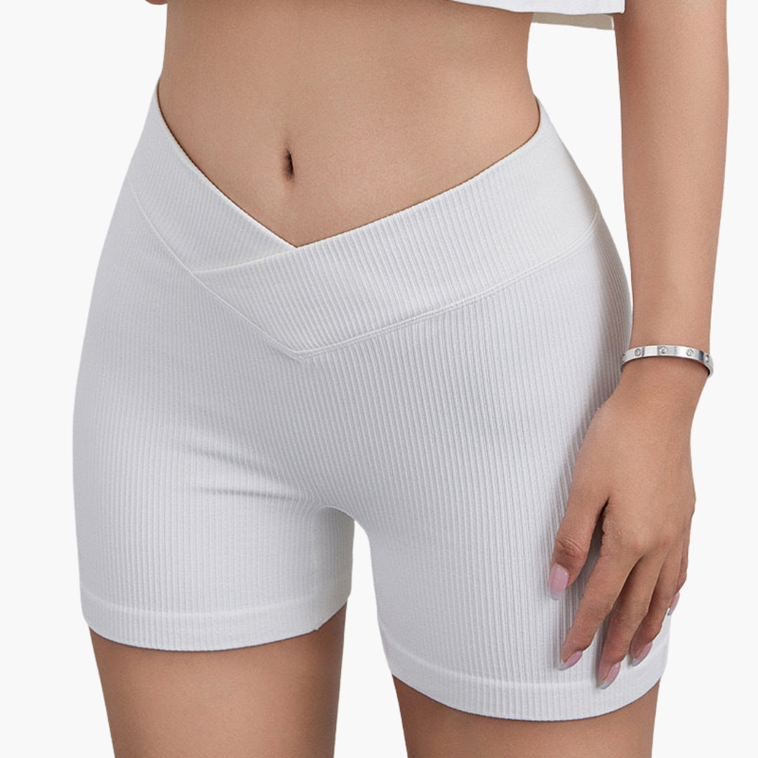 Short côtelé donna con cintura a V e design elasticizzato