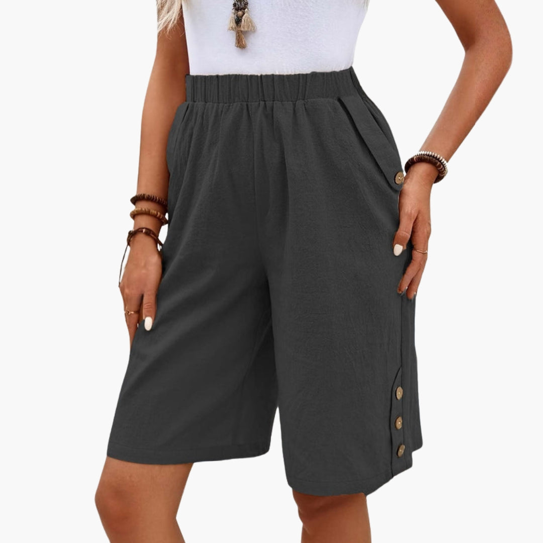 Sommerkurze Hose für Damen mit elastischem Bund und Seitentaschen