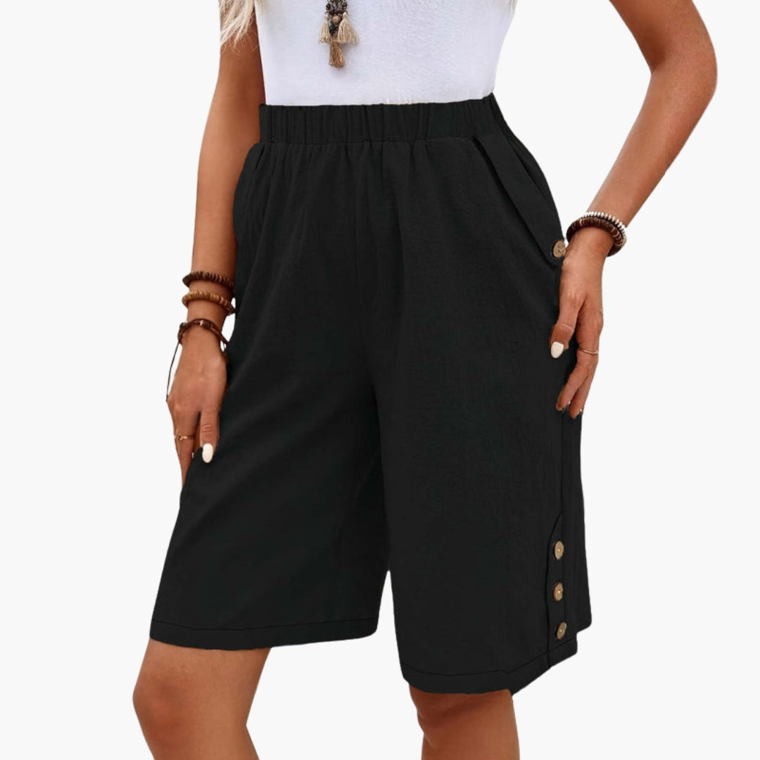 Sommerkurze Hose für Damen mit elastischem Bund und Seitentaschen