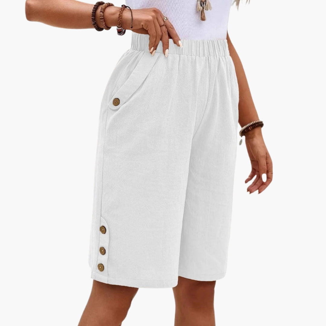 Sommerkurze Hose für Damen mit elastischem Bund und Seitentaschen
