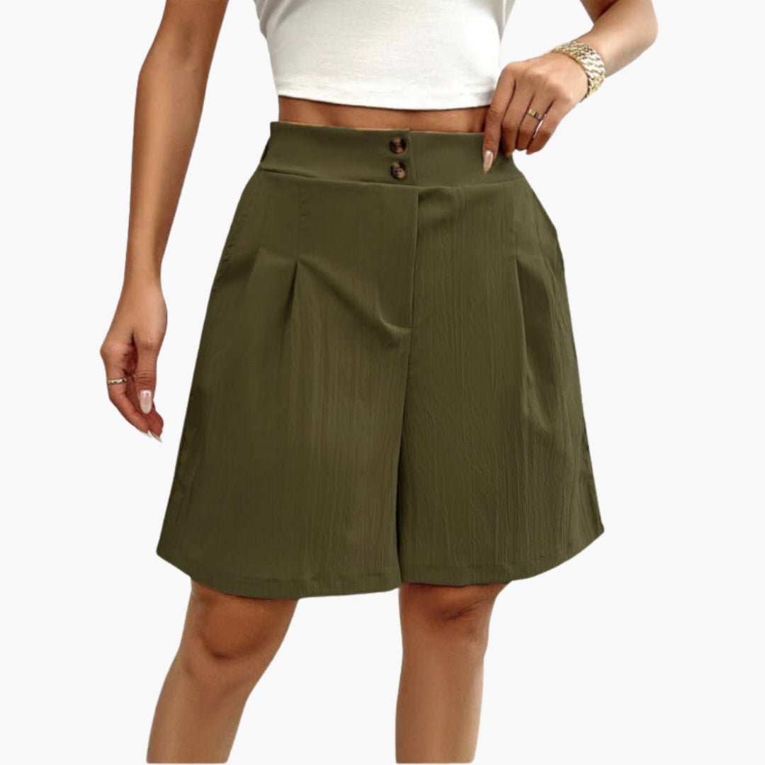 Pantaloncini estivi da donna con patta a bottoni