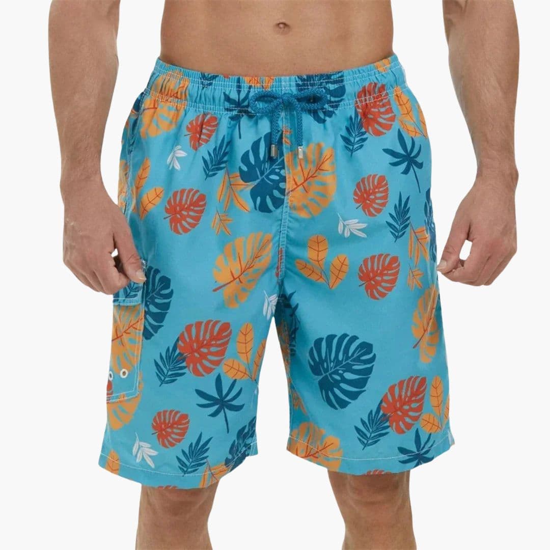 Short de bain homme à taille élastique avec cordon