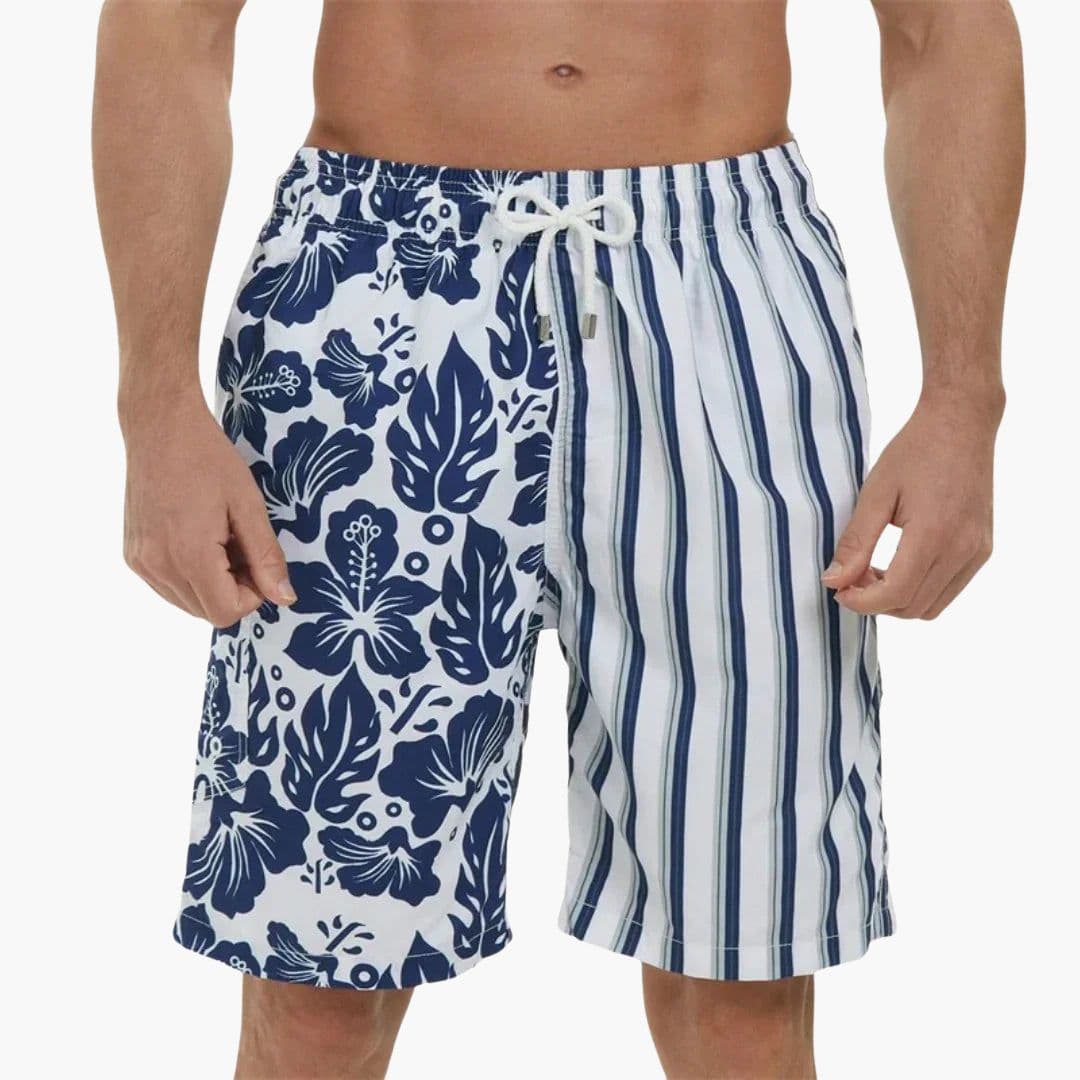 Short de bain homme à taille élastique avec cordon