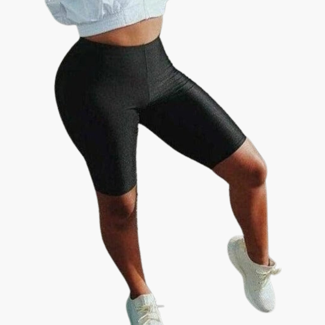 Short sportivo da donna a vita alta con superficie lucida