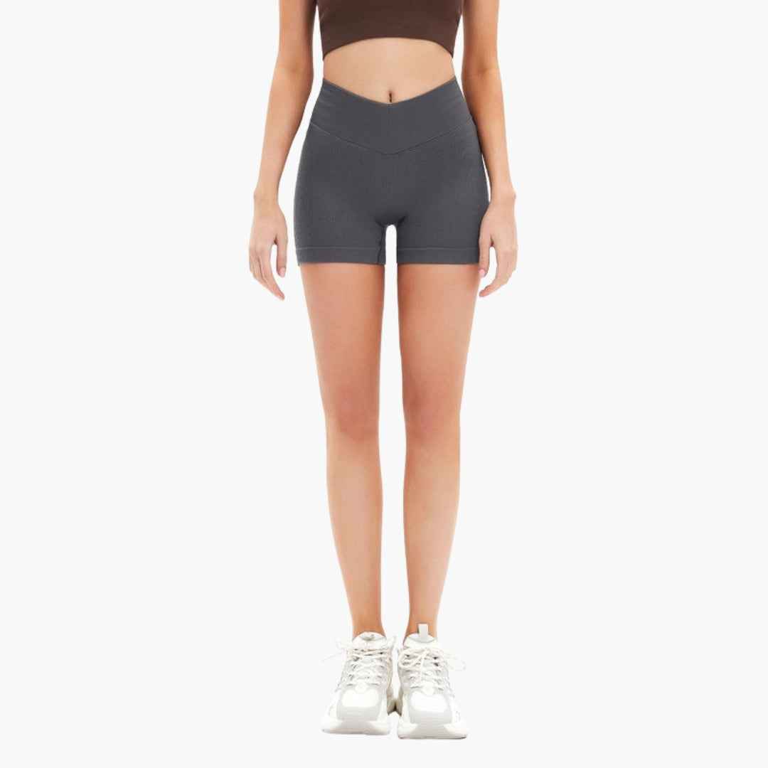 Short sportivo da donna a vita alta con motivo a coste