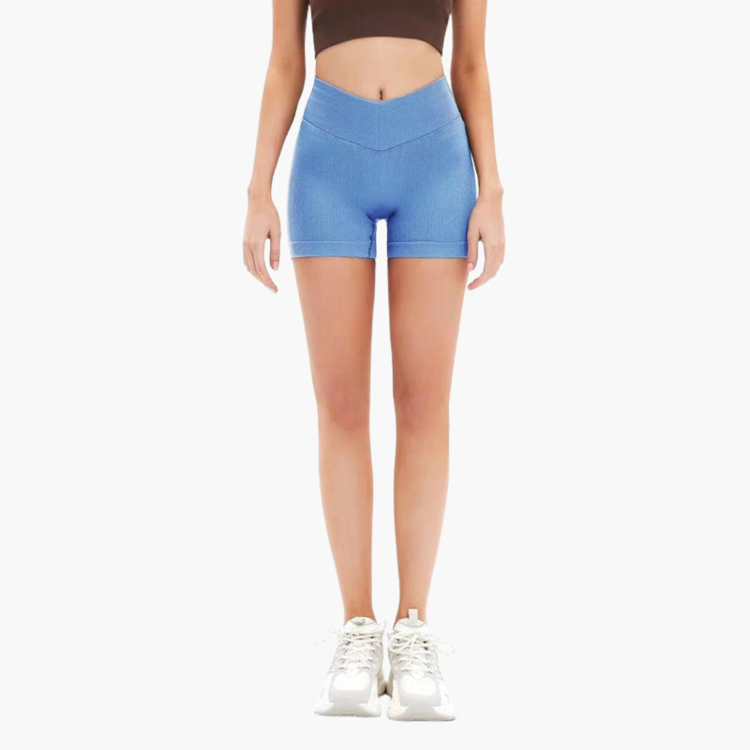 Short sportivo da donna a vita alta con motivo a coste