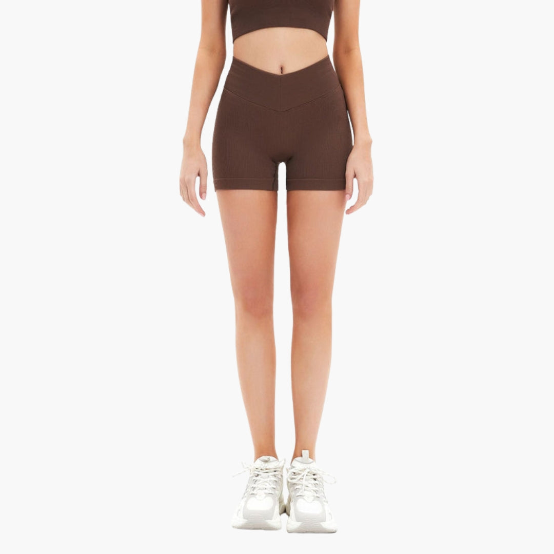 Short sportivo da donna a vita alta con motivo a coste